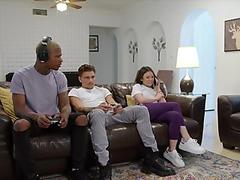 Lulu Chu with natural tits enjoys while being fucked by a black dude