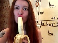Cute teen suck banana