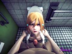 Bleach Hentai - Orihime in the Toilet boobjob and fucked - Anime Manga Japanese Cartoon 3D Porn