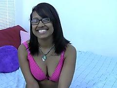 Horny Indian Brunette With Glasses Lets You Watch Her Play In Bed
