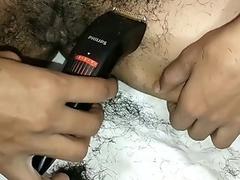 Simmy first time trimming and shaving hair removing with punjabi audio